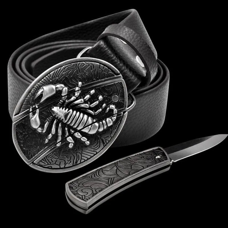 đ„LAST DAY 50% OFFđ„Fashion Punk Men's Genuine Leather Belt With Knife