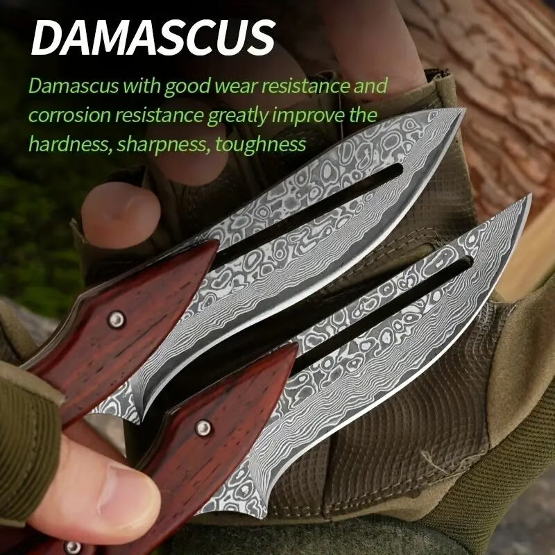 Wood Handle Damask Folding Pocket Knife