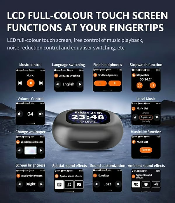 🔥True Powerful Bluetooth 5.4 Open Ear Earbuds, IPX5 Waterproof