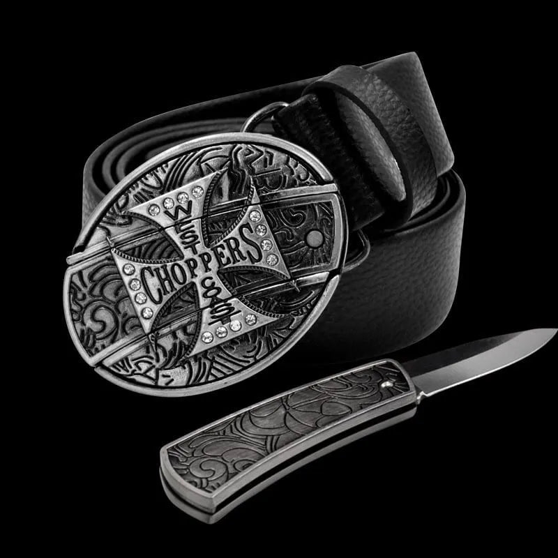 đ„LAST DAY 50% OFFđ„Fashion Punk Men's Genuine Leather Belt With Knife