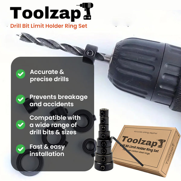 ToolZap™ Drill Bit Limit Holder Ring Set - Sale! Sale! Sale! up to 80% Discounts!