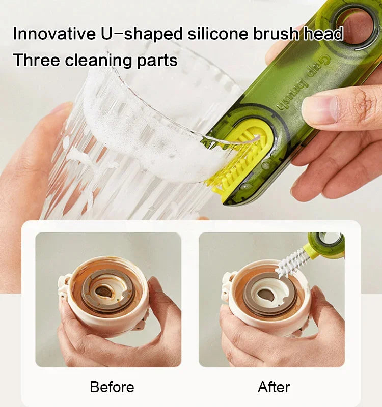 3-in-1 bendable cup lid brush