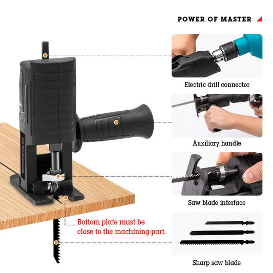 Reciprocating saw, can convert electric drill into electric saw