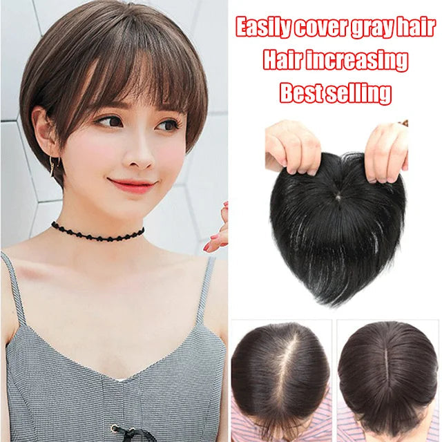 Pure handmade light and thin covering white hair top hair volume increasing hairpiece