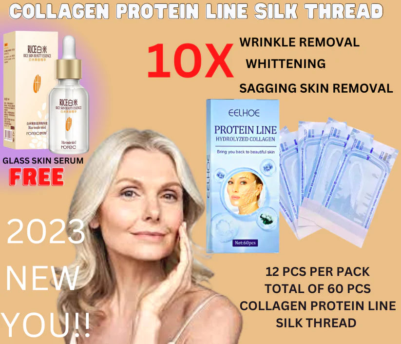 60pcs COLLAGEN PROTEIN LINE SILK THREAD w/ FREE Korean Glass Skin Serum