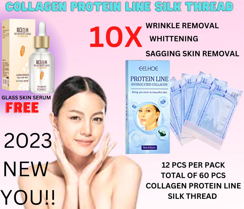 60pcs COLLAGEN PROTEIN LINE SILK THREAD w/ FREE Korean Glass Skin Serum